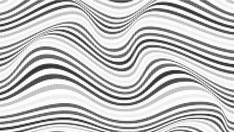 Wavy lines. Halftone gradient. Abstract shapes. Black and white pattern. Illustrazione stock
