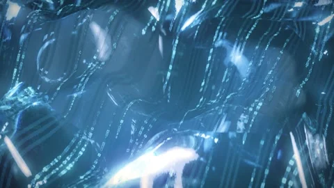 Wavy lines with HEX blue computer code seamless loop 3D render animation Stock Footage 161144841