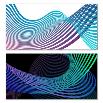 Wavy lines or ribbons. Multicolored striped gradient. Creative unusual backgr Stock Illustration