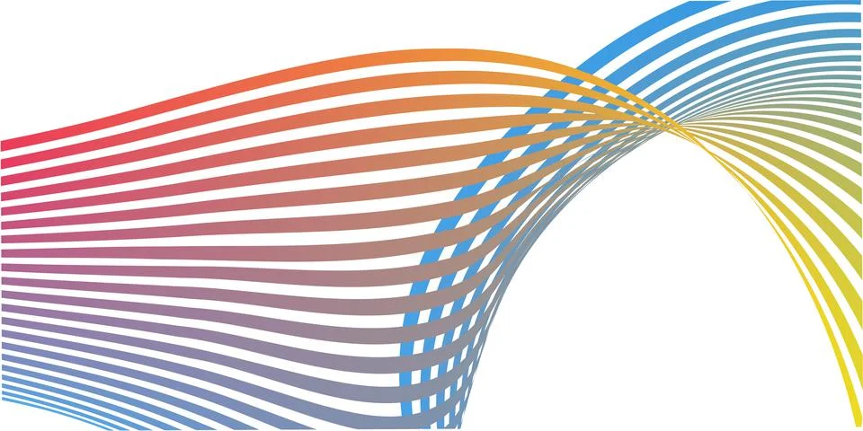 Wavy lines or ribbons. Multicolored striped gradient. Creative unusual backgr 库存插图