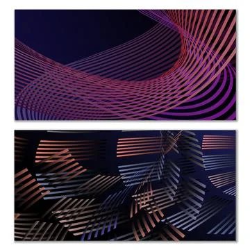 Wavy lines or ribbons. Multicolored striped gradient. Creative unusual backgr Stock Illustration