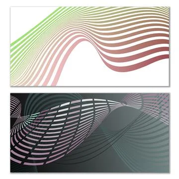 Wavy lines or ribbons. Multicolored striped gradient. Creative unusual backgr Stock Illustration