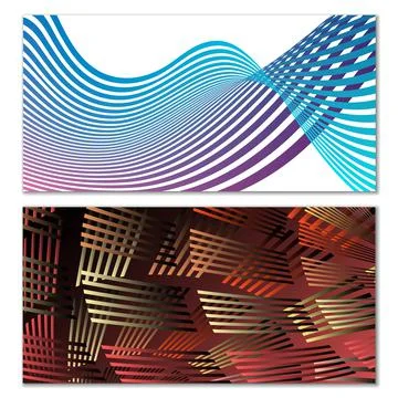 Wavy lines or ribbons. Multicolored striped gradient. Creative unusual backgr Stock Illustration