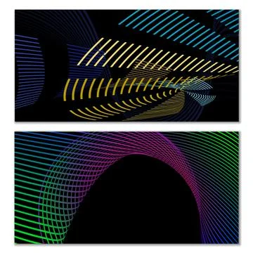 Wavy lines or ribbons. Multicolored striped gradient. Creative unusual backgr Stock Illustration