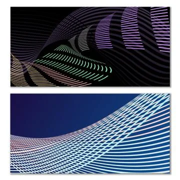Wavy lines or ribbons. Multicolored striped gradient. Creative unusual backgr Stock Illustration