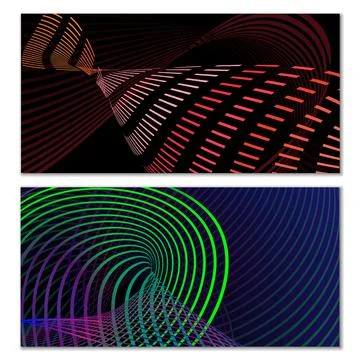 Wavy lines or ribbons. Multicolored striped gradient. Creative unusual backgr Stock Illustration