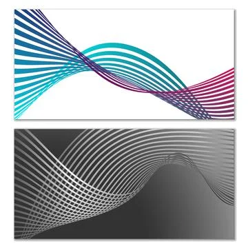 Wavy lines or ribbons. Multicolored striped gradient. Creative unusual backgr Stock Illustration