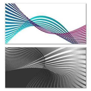 Wavy lines or ribbons. Multicolored striped gradient. Creative unusual backgr Stock Illustration