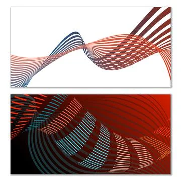Wavy lines or ribbons. Multicolored striped gradient. Creative unusual backgr 库存插图
