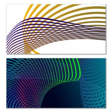 Wavy lines or ribbons. Multicolored striped gradient. Creative unusual backgr Stock Illustration