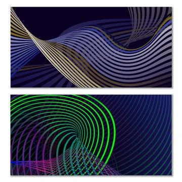 Wavy lines or ribbons. Multicolored striped gradient. Creative unusual backgr Stock Illustration