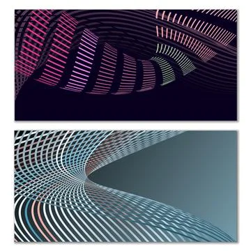 Wavy lines or ribbons. Multicolored striped gradient. Creative unusual backgr Stock Illustration