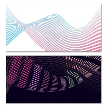 Wavy lines or ribbons. Multicolored striped gradient. Creative unusual backgr Stock Illustration