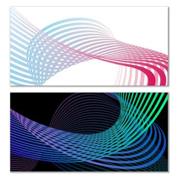 Wavy lines or ribbons. Multicolored striped gradient. Creative unusual backgr Stock Illustration