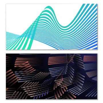 Wavy lines or ribbons. Multicolored striped gradient. Creative unusual backgr Stock Illustration