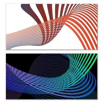 Wavy lines or ribbons. Multicolored striped gradient. Creative unusual backgr イラスト素材