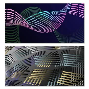 Wavy lines or ribbons. Multicolored striped gradient. Creative unusual backgr Stock Illustration