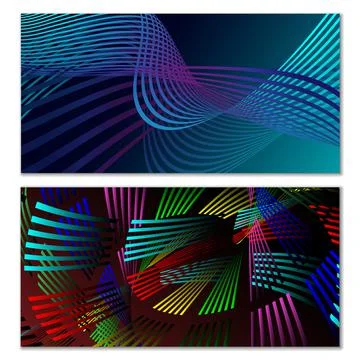 Wavy lines or ribbons. Multicolored striped gradient. Creative unusual backgr Иллюстрация