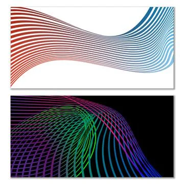 Wavy lines or ribbons. Multicolored striped gradient. Creative unusual backgr Stock Illustration