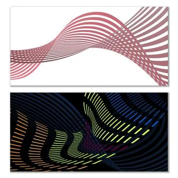 Wavy lines or ribbons. Multicolored striped gradient. Creative unusual backgr Stock Illustration