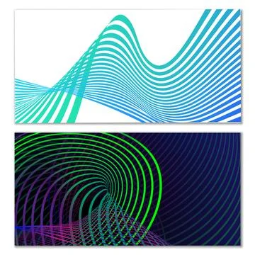 Wavy lines or ribbons. Multicolored striped gradient. Creative unusual back.. Stock Illustration