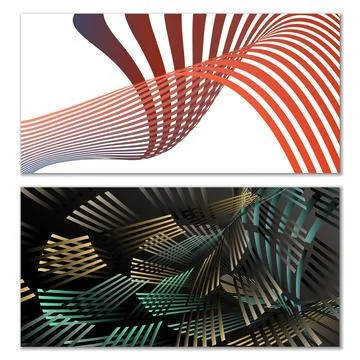 Wavy lines or ribbons. Multicolored striped gradient. Creative unusual back.. Stock Illustration