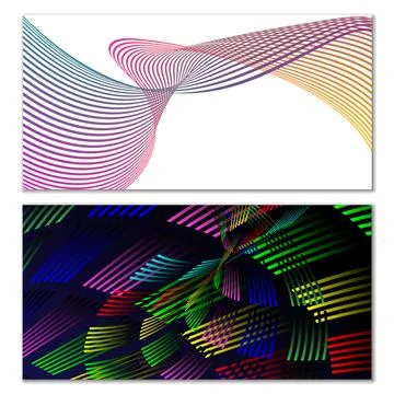 Wavy lines or ribbons. Multicolored striped gradient. Creative unusual back.. Stock Illustration