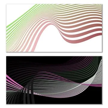 Wavy lines or ribbons. Multicolored striped gradient. Creative unusual back.. Stock Illustration