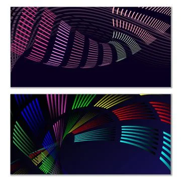 Wavy lines or ribbons. Multicolored striped gradient. Creative unusual back.. 스톡 일러스트
