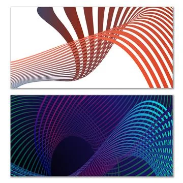 Wavy lines or ribbons. Multicolored striped gradient. Creative unusual back.. Stock Illustration