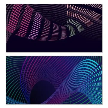 Wavy lines or ribbons. Multicolored striped gradient. Creative unusual back.. 库存插图