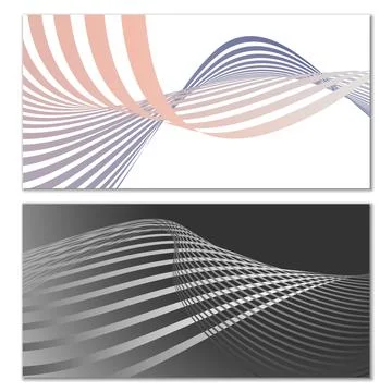 Wavy lines or ribbons. Multicolored striped gradient. Creative unusual back.. Stock Illustration