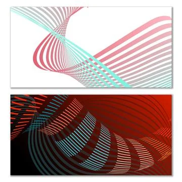 Wavy lines or ribbons. Multicolored striped gradient. Creative unusual back.. Stock Illustration