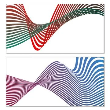 Wavy lines or ribbons. Multicolored striped gradient. Creative unusual back.. Stock Illustration