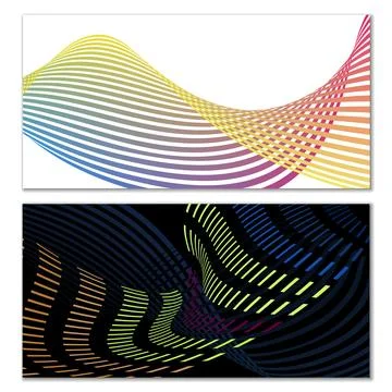 Wavy lines or ribbons. Multicolored striped gradient. Creative unusual back.. Stock Illustration