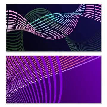 Wavy lines or ribbons. Multicolored striped gradient. Creative unusual back.. Stock Illustration