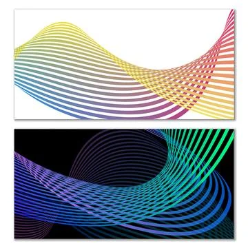 Wavy lines or ribbons. Multicolored striped gradient. Creative unusual back.. Stockillustratie