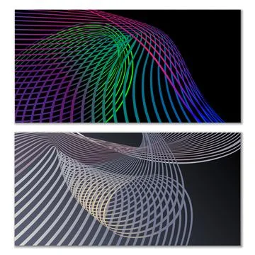 Wavy lines or ribbons. Multicolored striped gradient. Creative unusual back.. Stockillustratie
