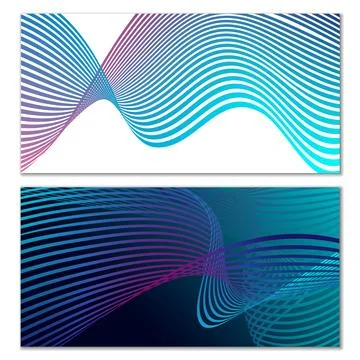 Wavy lines or ribbons. Multicolored striped gradient. Creative unusual back.. 库存插图