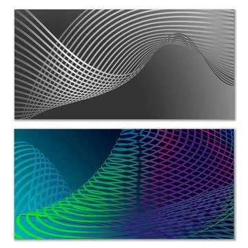 Wavy lines or ribbons. Multicolored striped gradient. Creative unusual back.. Stock Illustration