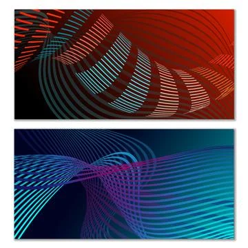 Wavy lines or ribbons. Multicolored striped gradient. Creative unusual back.. Stock Illustration
