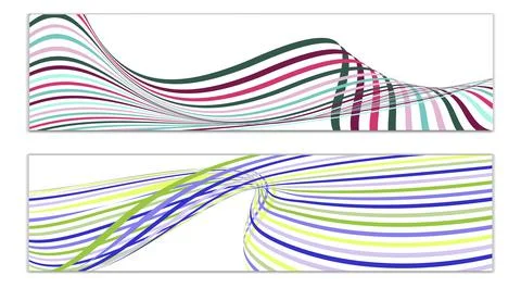 Wavy lines or ribbons. Set of 2 covers. Multicolored striped. Creative unusua Stockillustratie