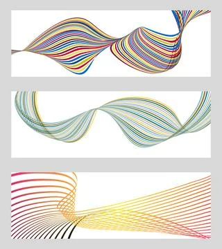 Wavy lines or ribbons. Set of 3 backgrounds. Multicolored striped gradient... Illustration