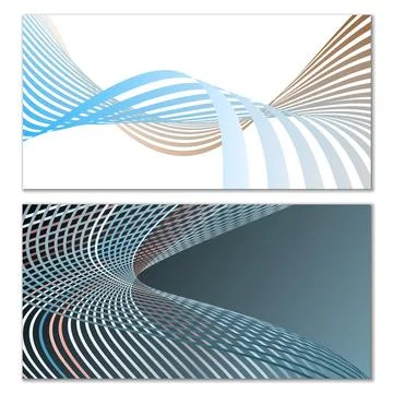 Wavy lines or ribbons. Set. Multicolored striped gradient. Creative unusual.. Stockillustratie