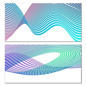 Wavy lines or ribbons on a white background. Installed. Multicolored striped  Stock Illustration