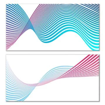 Wavy lines or ribbons on a white background. Installed. Multicolored striped  库存插图