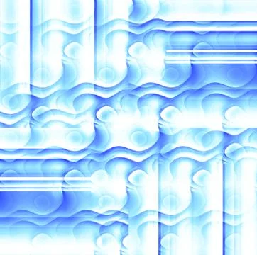 Wavy lines with oval elements white blue and turquoise shifted Stock Illustration