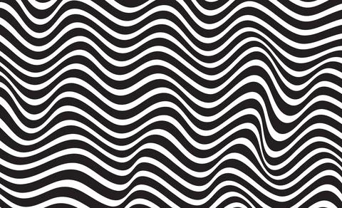 Wavy lines pattern minimalistic design template in black and white color fo.. Illustrazione stock