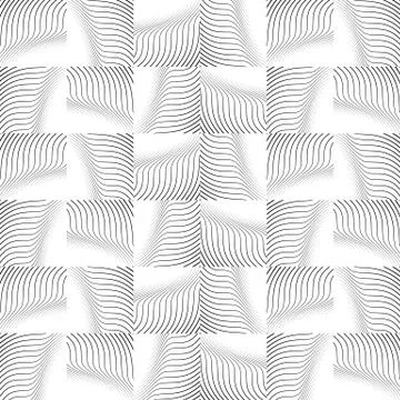 Wavy lines repeatable pattern. Black and white vector background Stock Illustration