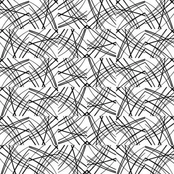 Wavy lines repeatable pattern. Black and white vector background Illustrazione stock